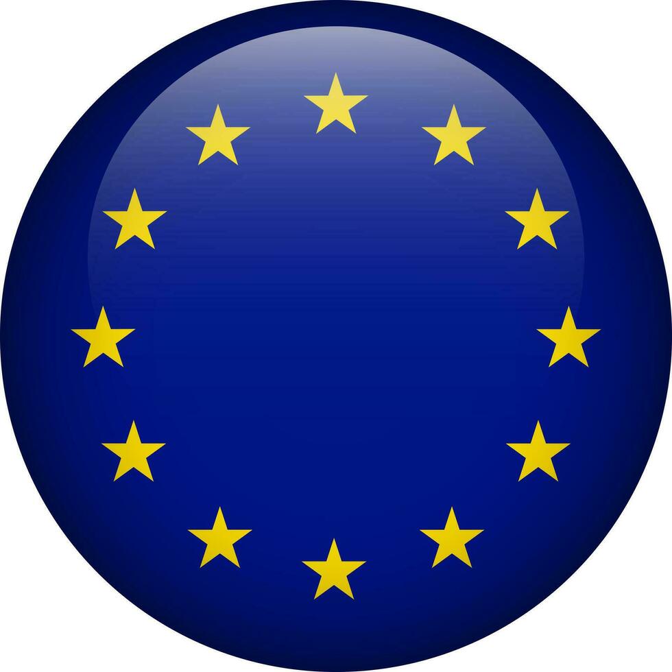 Europa flag button. Emblem of European Union. Vector flag, symbol. Colors and proportion correctly.