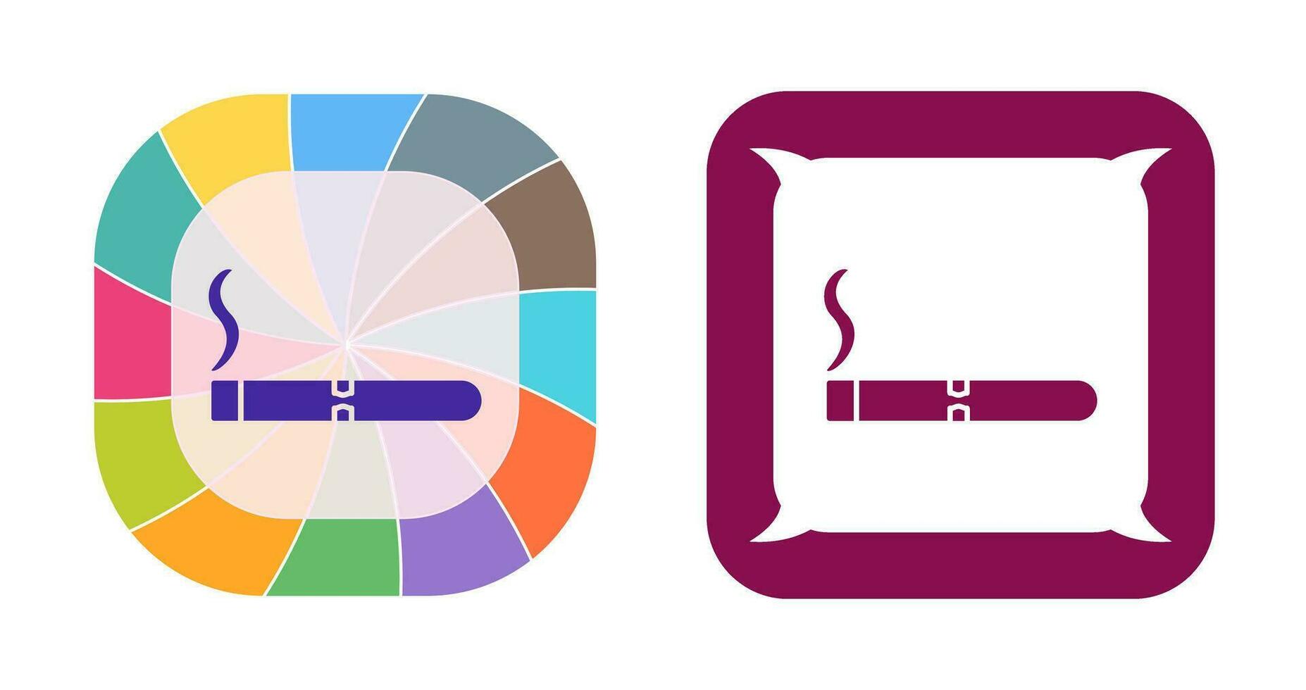 icono de vector de cigarro encendido único