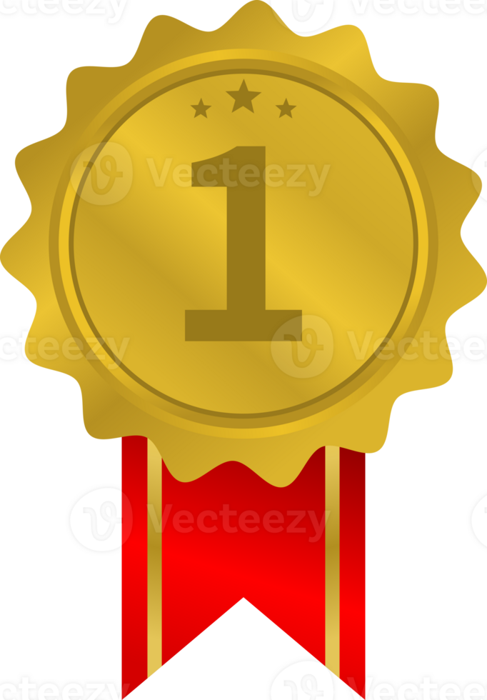 Gold Medaille mit rot Band zum zuerst Platz Profi png