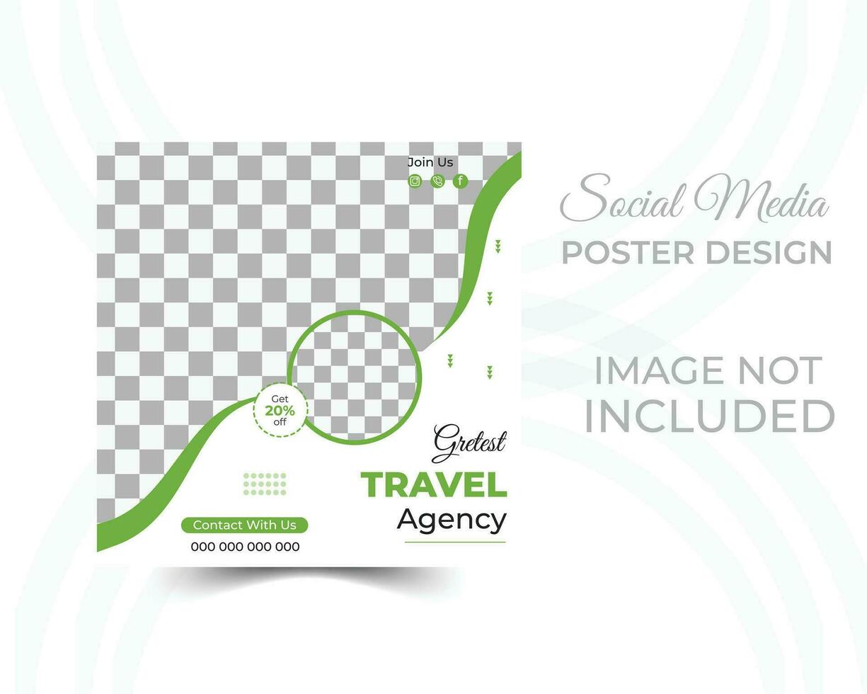 Editable template post for social media ad. web banner ads for travel promotion. vector