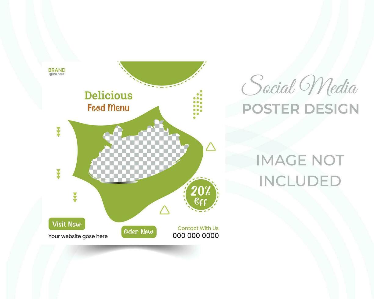 Food social media post template. Editable square banner template for food ads vector