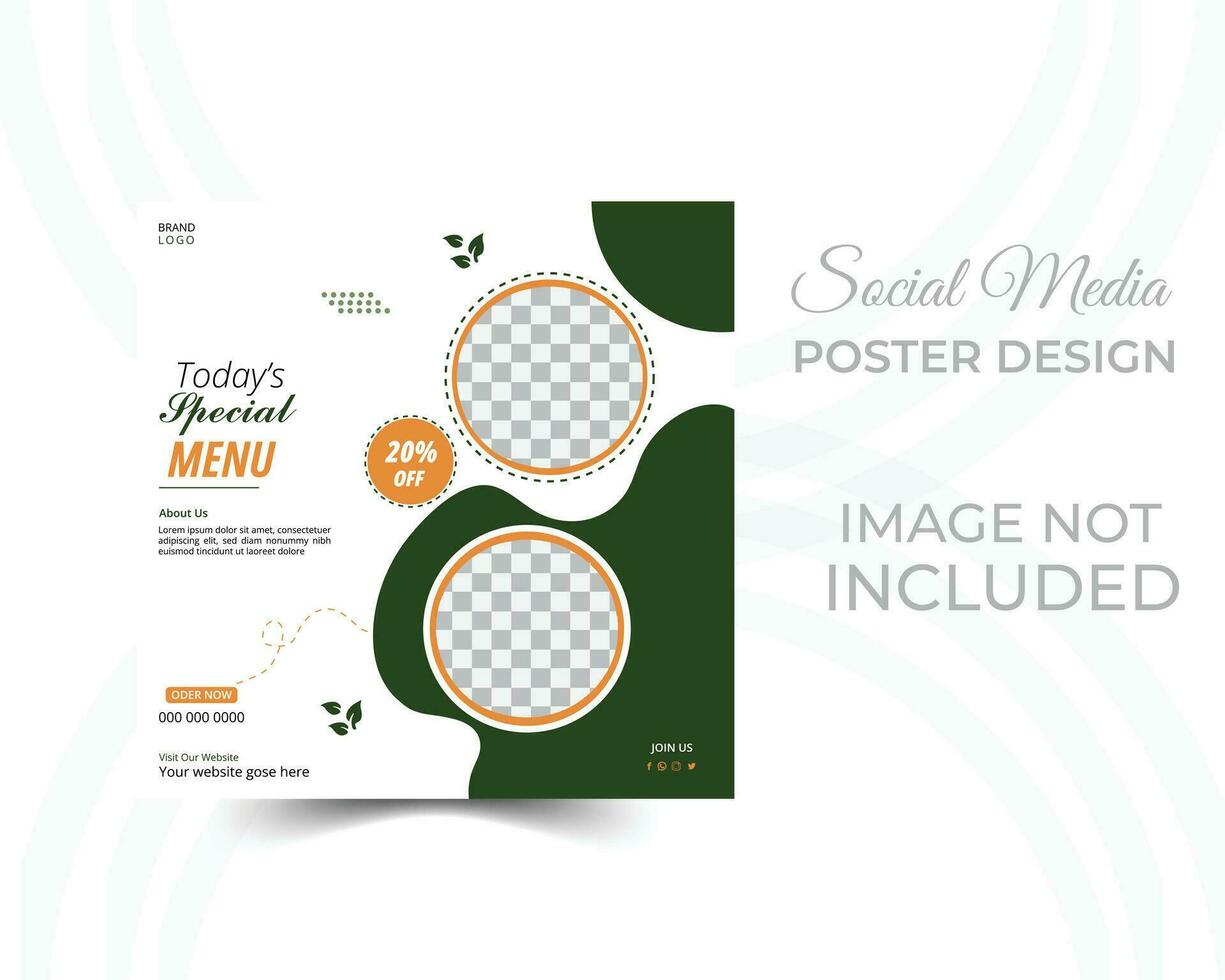 Food social media post template. Editable square banner template for food ads vector