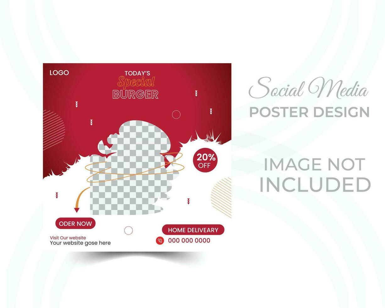 Food social media post template. Editable square banner template for food ads vector