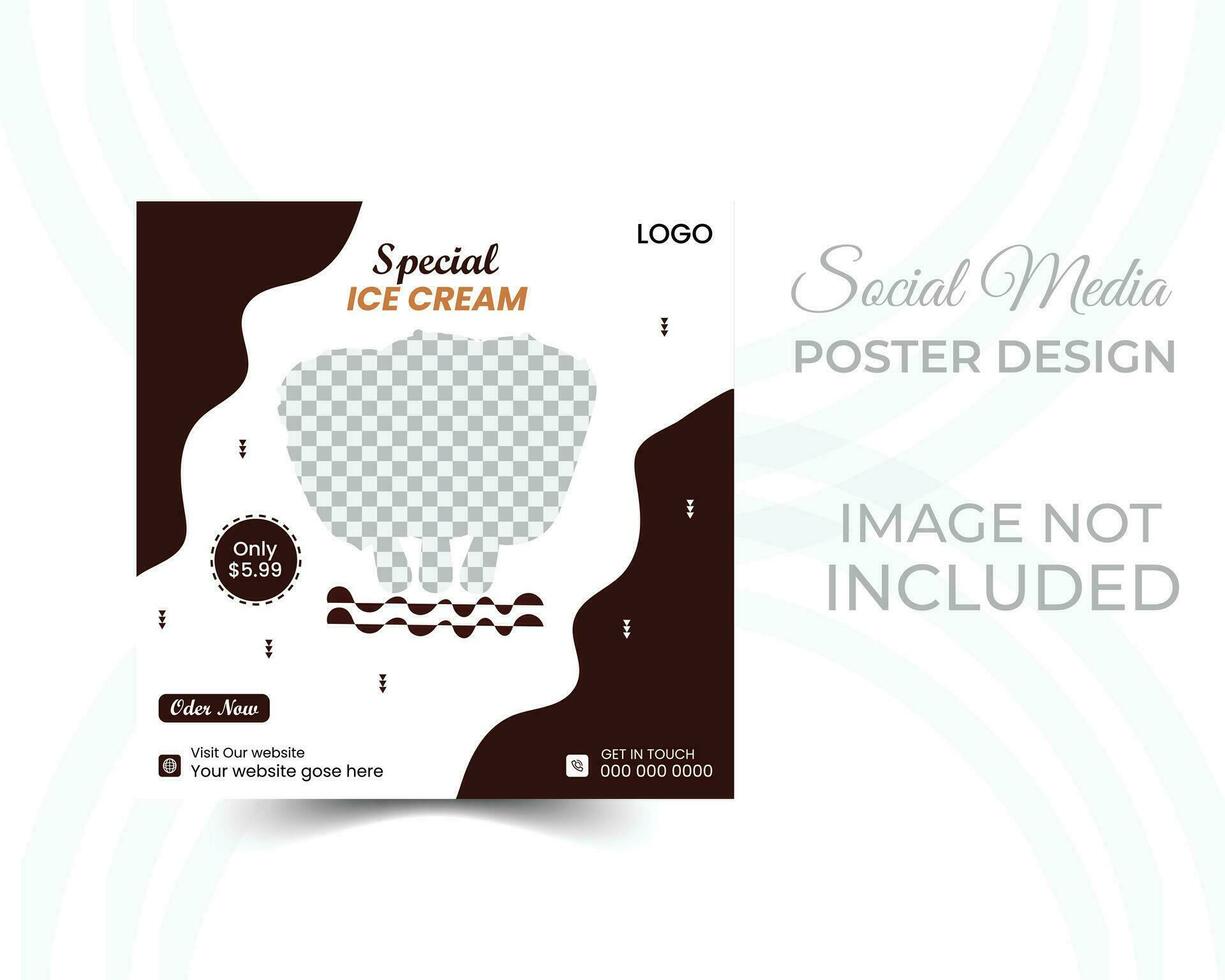 Food social media post template. Editable square banner template for food ads vector