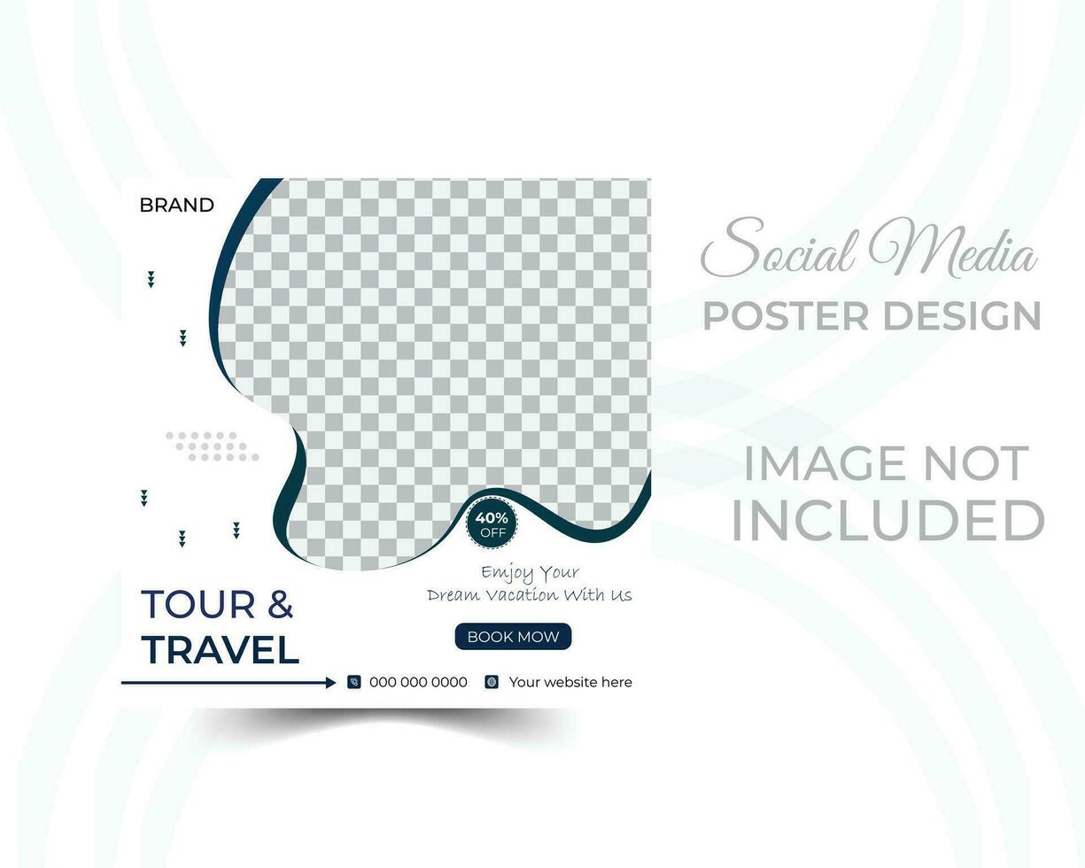 Editable template post for social media ad. web banner ads for travel promotion. vector
