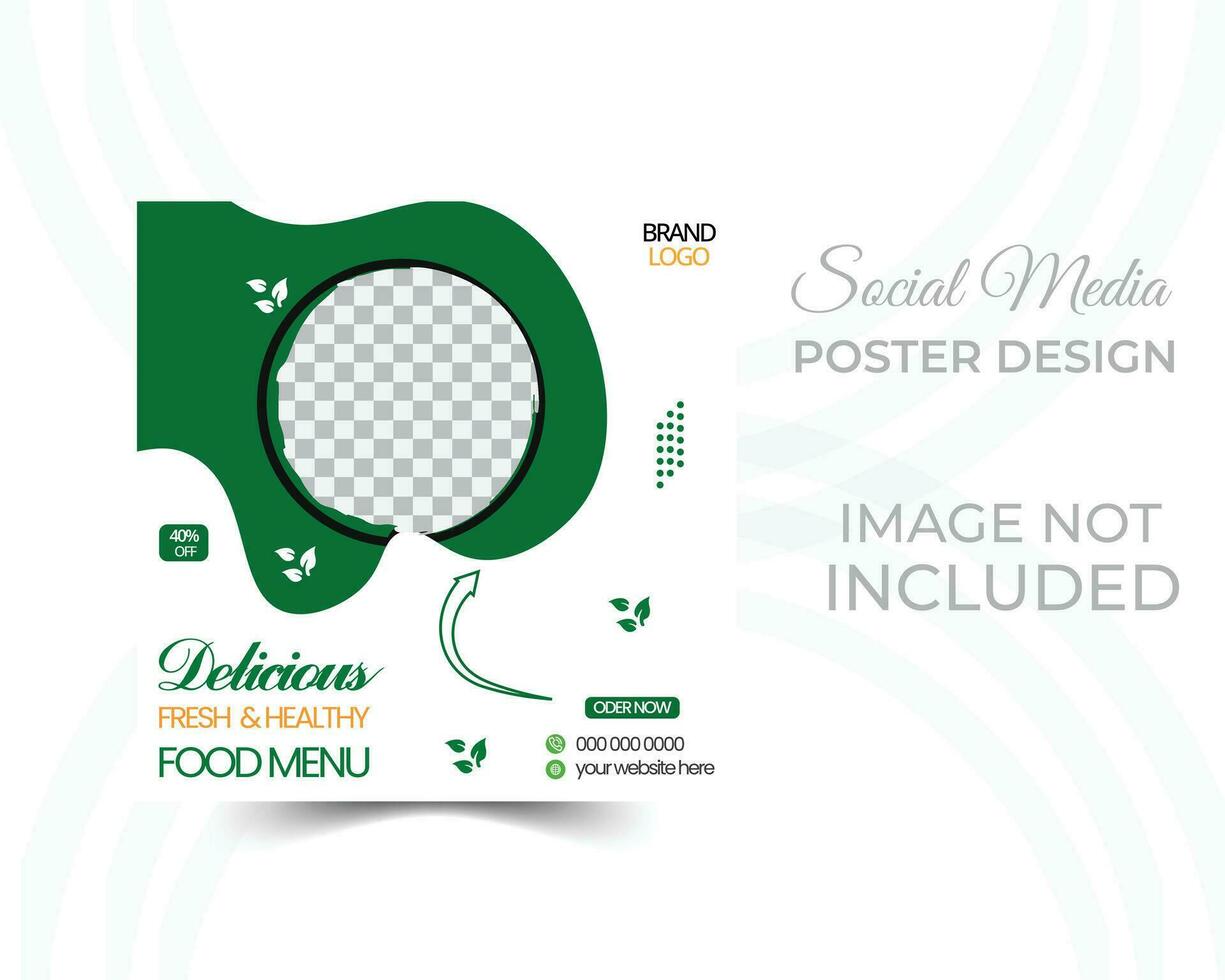 Food social media post template. Editable square banner template for food ads vector