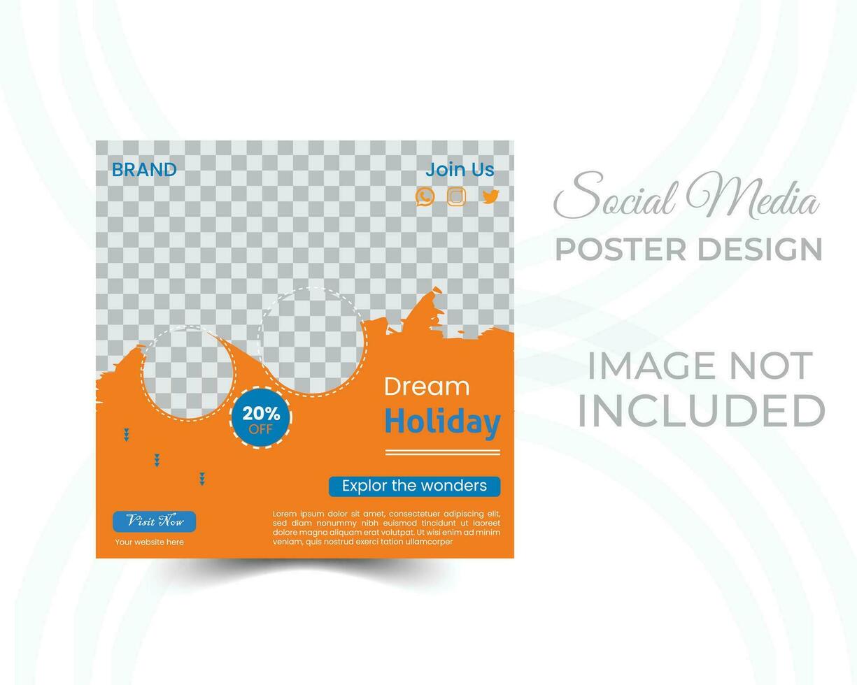 Editable template post for social media ad. web banner ads for travel promotion. vector