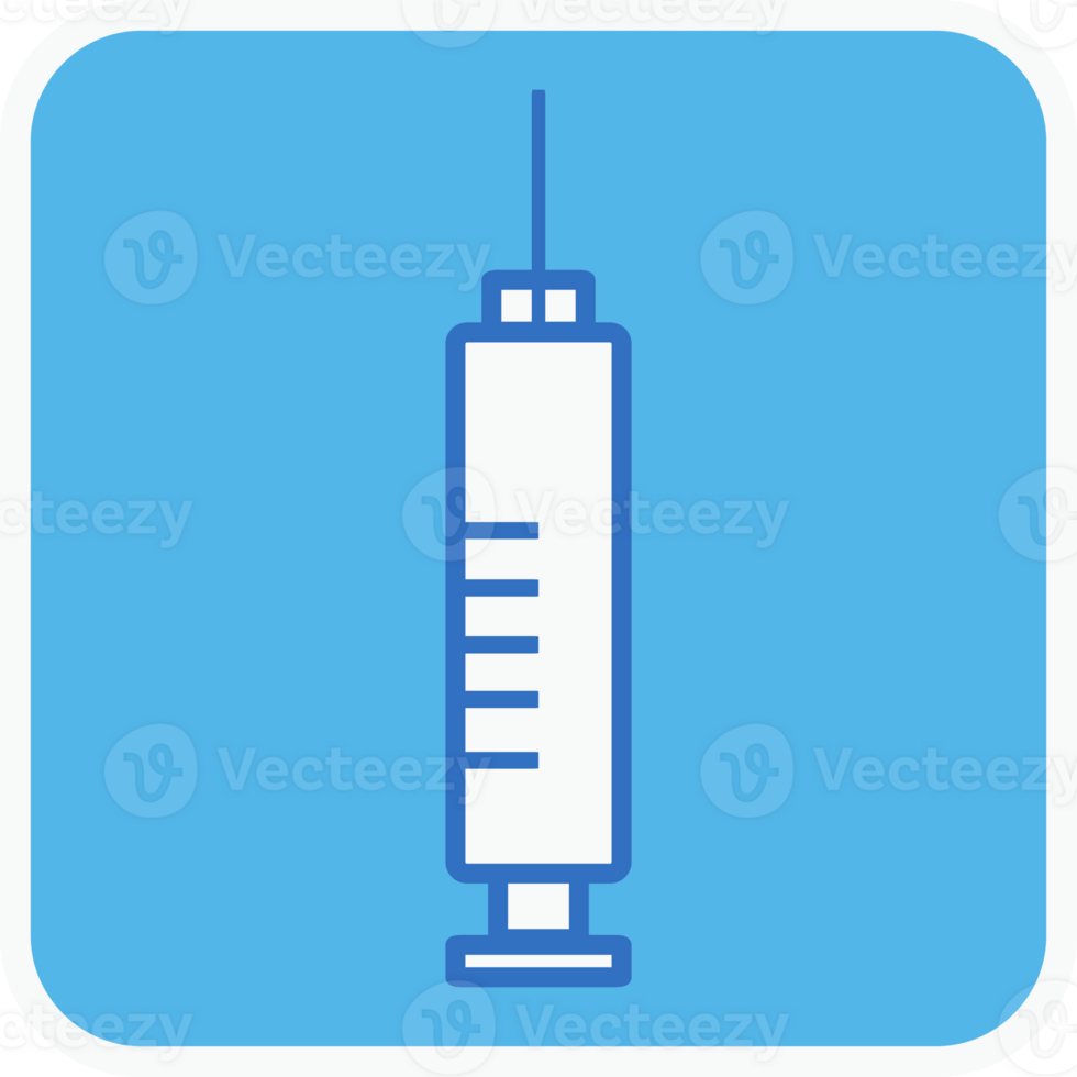hypodermic syringe flat icon in blue square. png