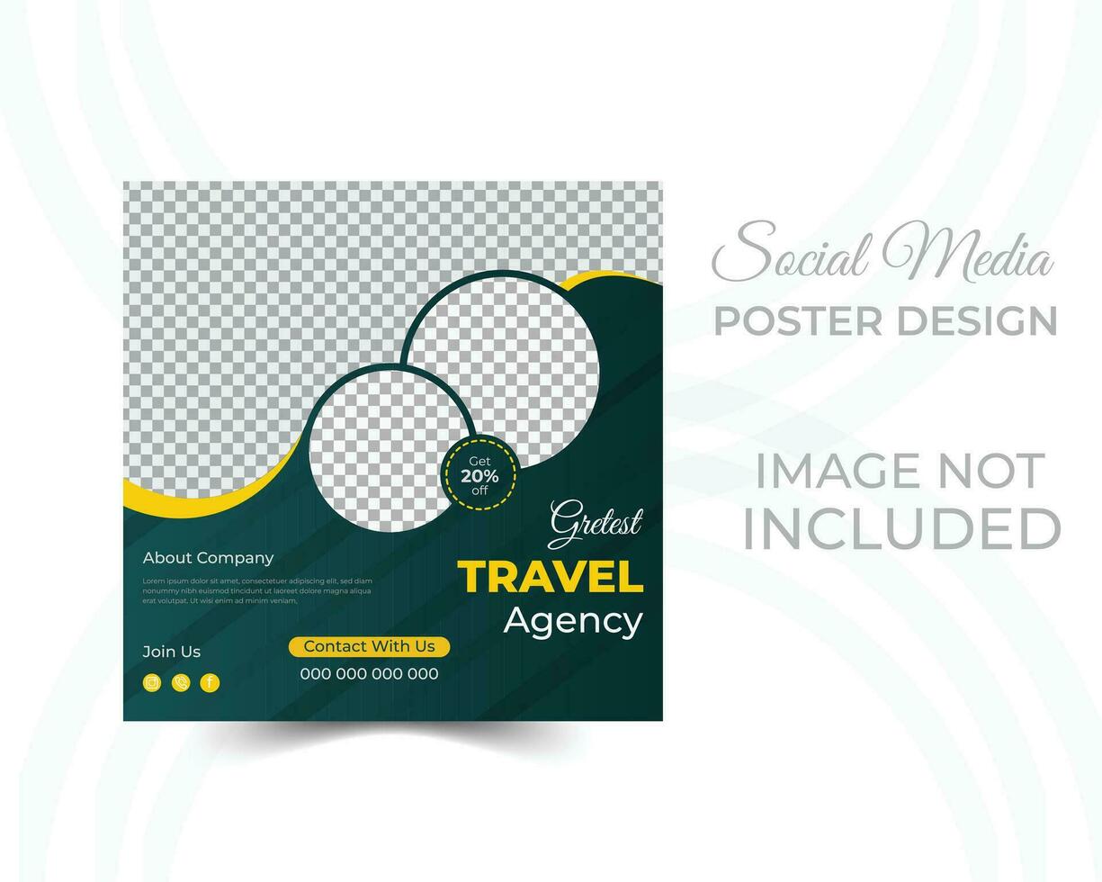 Editable template post for social media ad. web banner ads for travel promotion. vector