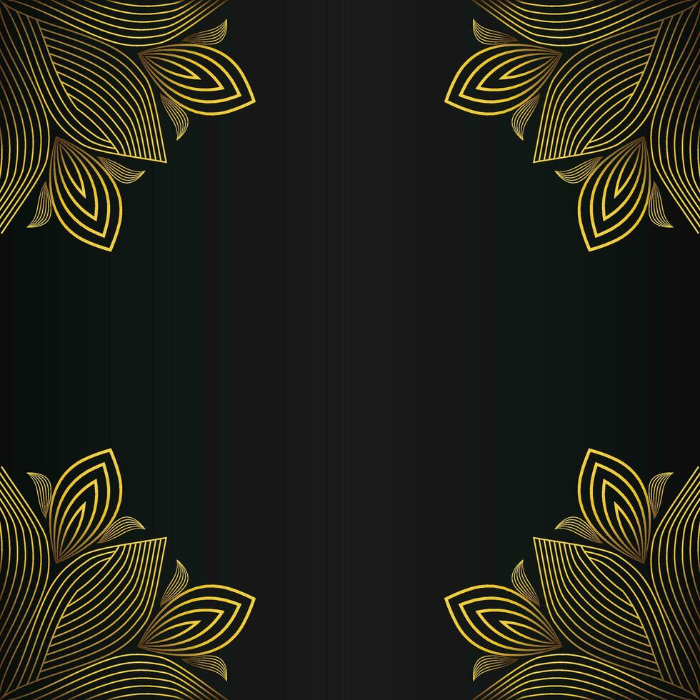 square frame with beautiful gold floral decoration on black background vector