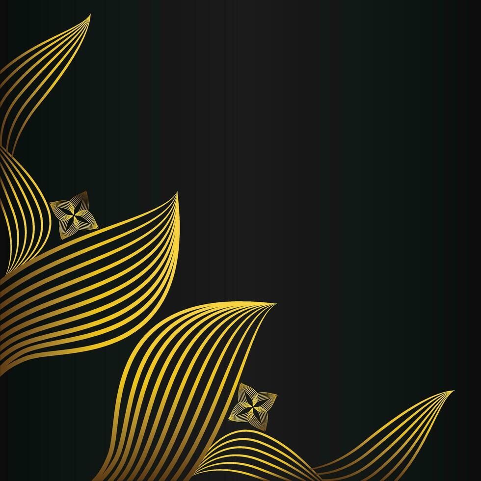 elegante oro floral marco frontera decoración en negro antecedentes vector