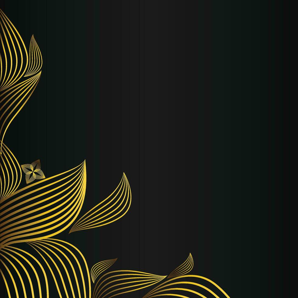 elegante oro floral marco frontera decoración en negro antecedentes vector