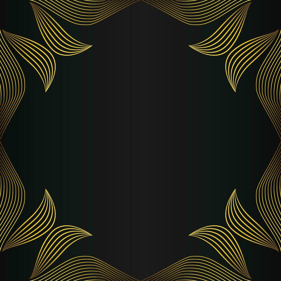 beautiful gold floral frame on black background vector