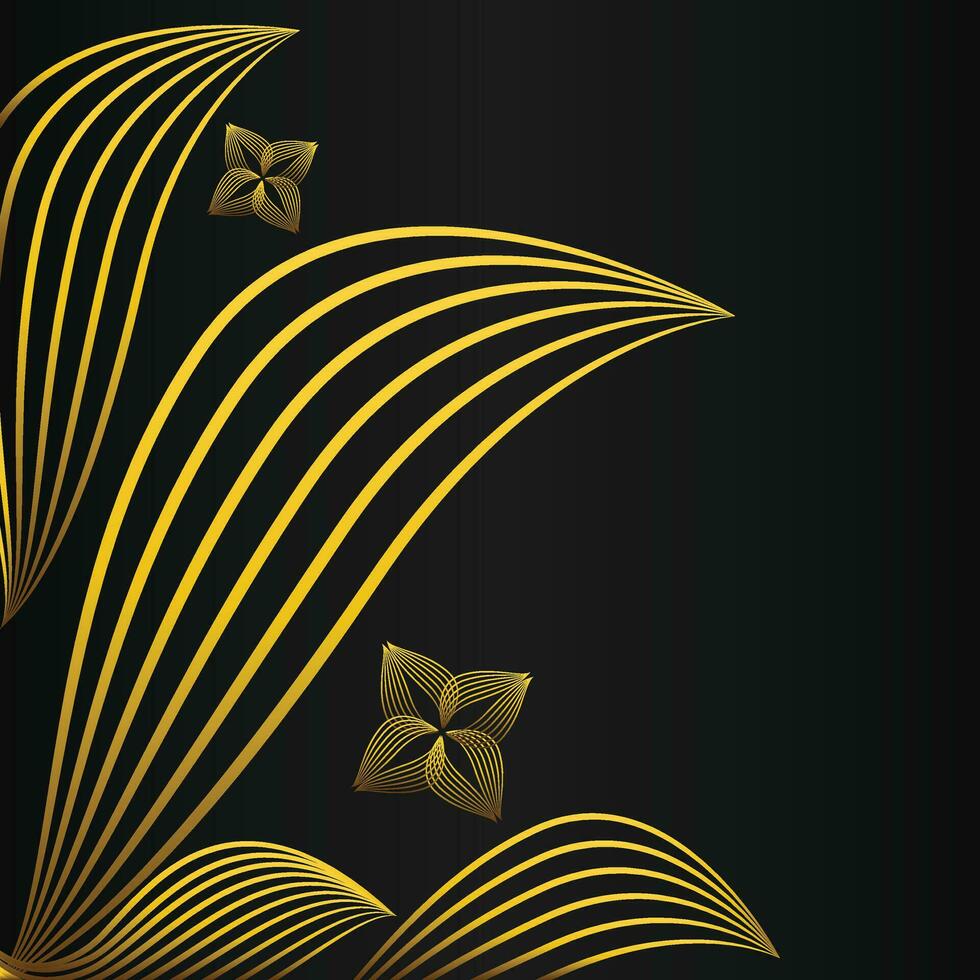 elegant gold floral frame border decoration on black background vector