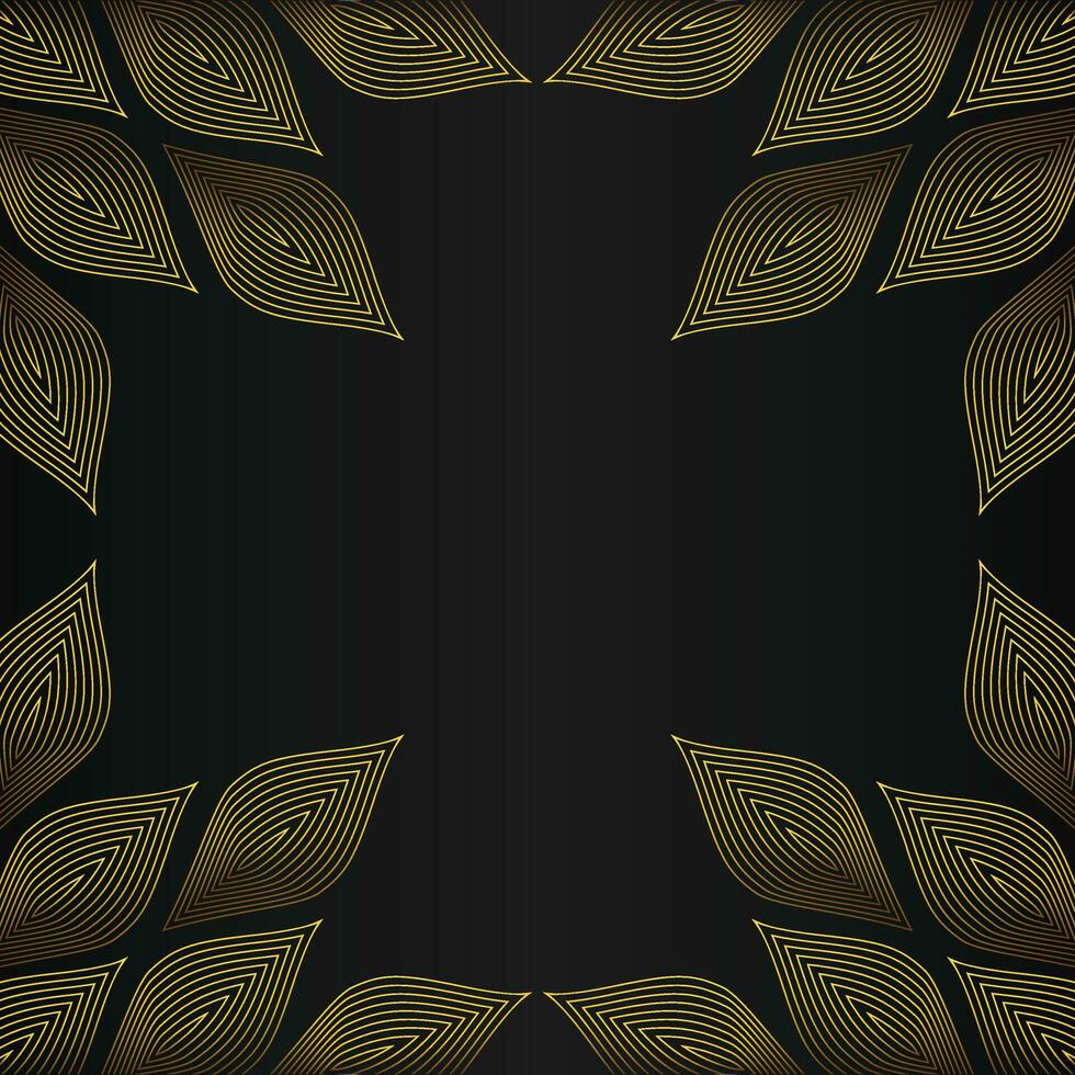 square frame with beautiful gold floral decoration on black background vector