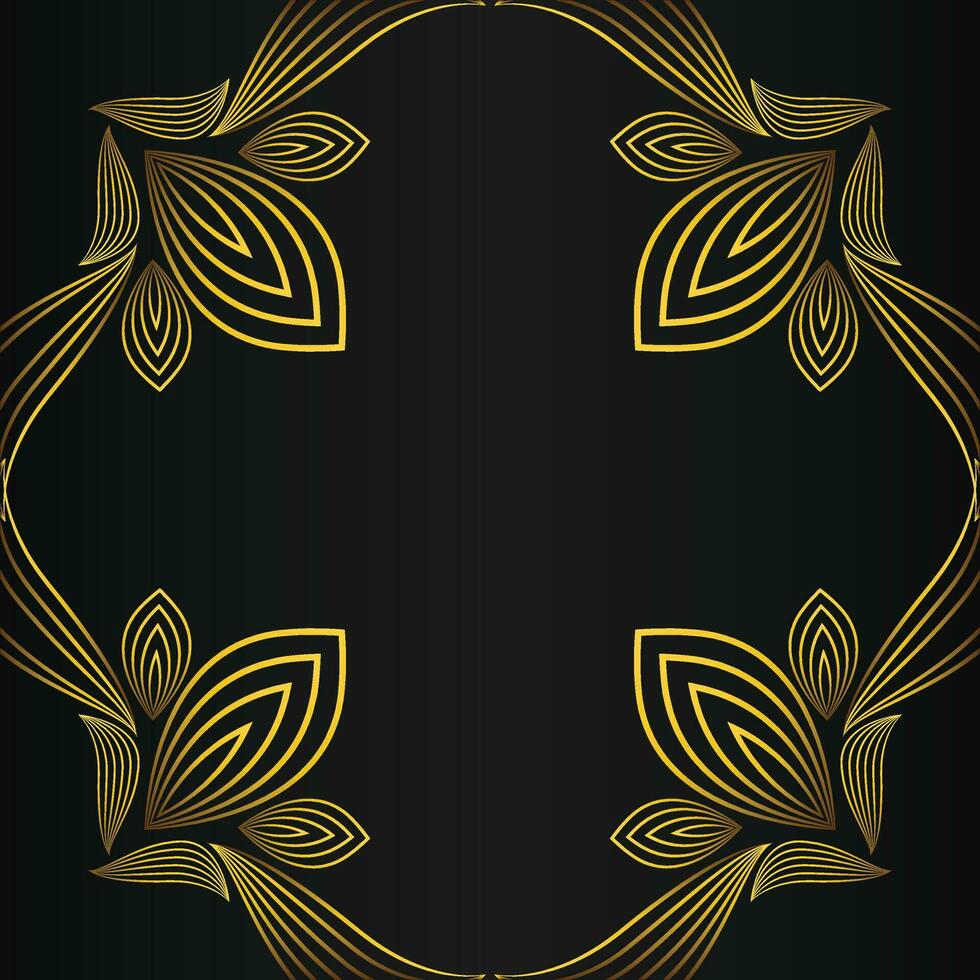 beautiful gold floral frame on black background vector