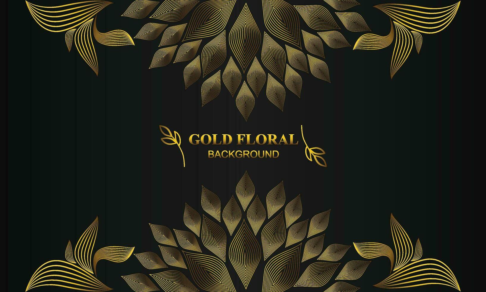 beautiful gold floral background with floral, flower and leaf ornament vector