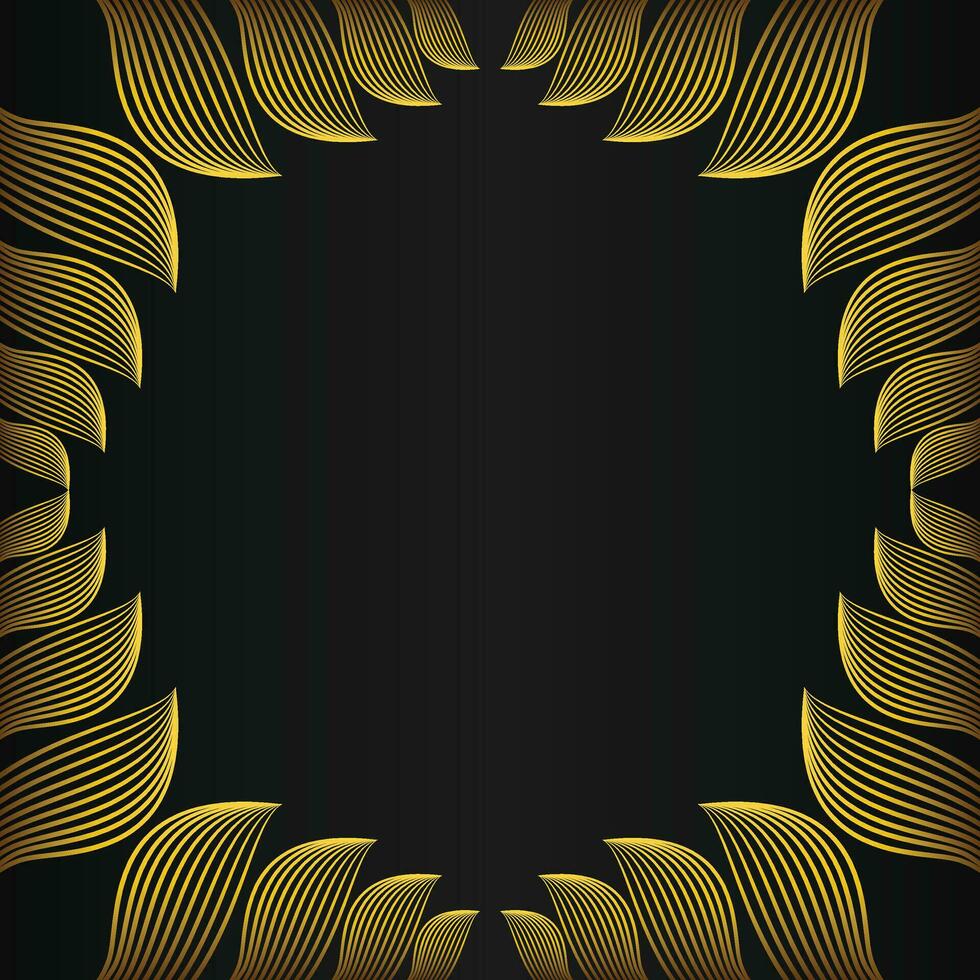 beautiful gold floral frame on black background vector
