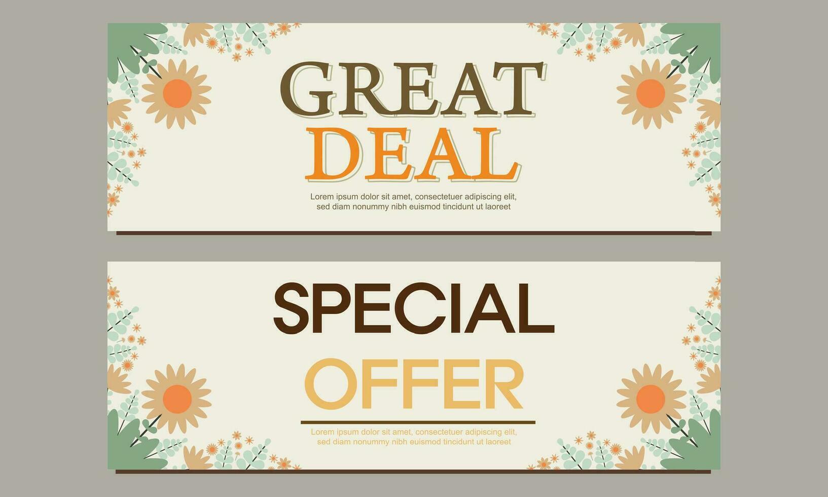 great deal horizontal banner template with floral and flower ornament vector