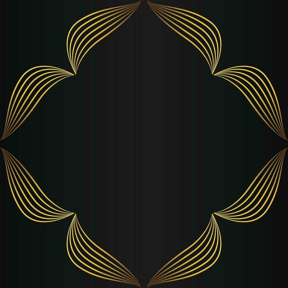 square frame with beautiful gold floral decoration on black background vector