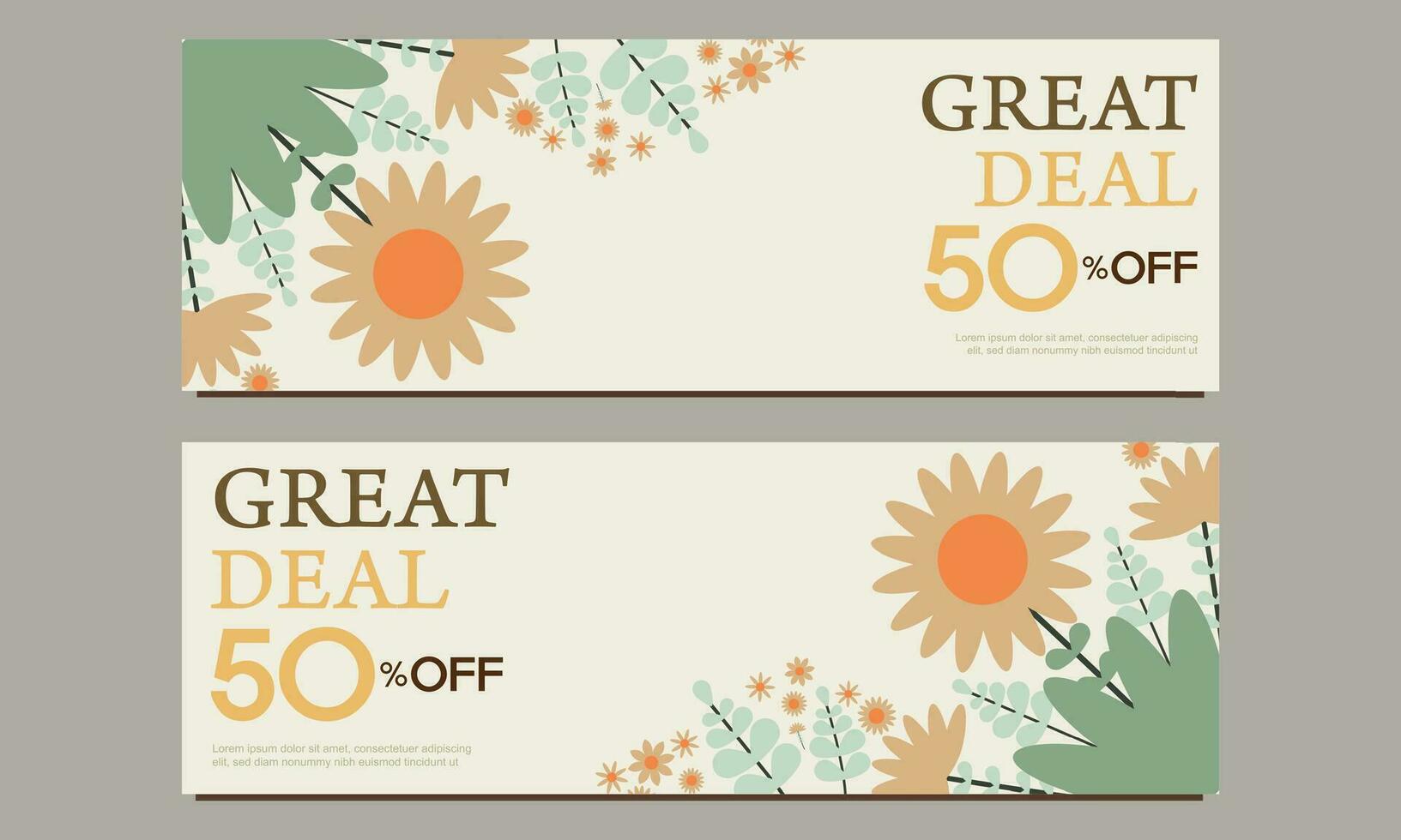 great deal horizontal banner template with floral and flower ornament vector