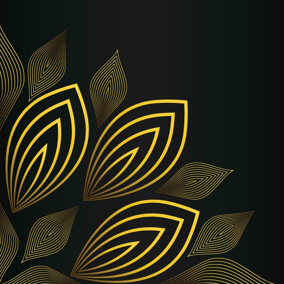 elegant gold floral frame border decoration on black background vector