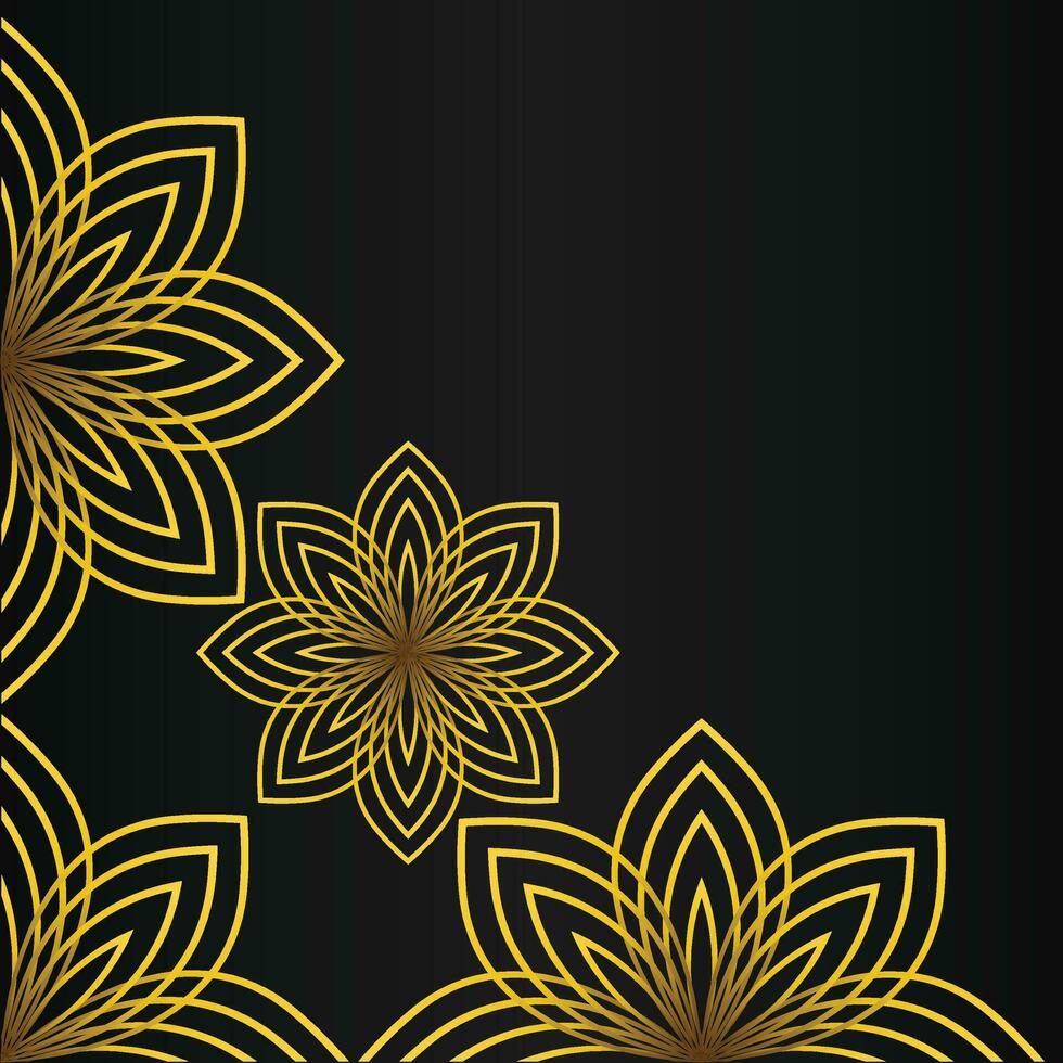 elegant gold floral frame border decoration on black background vector