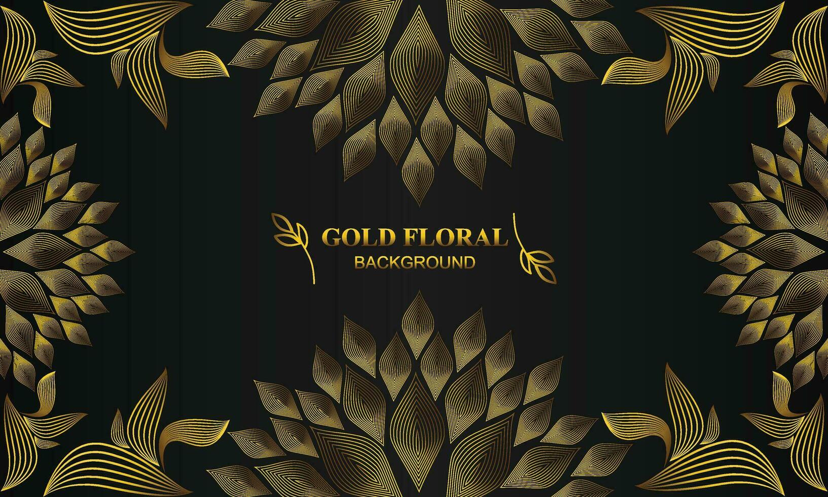 beautiful gold floral background with floral, flower and leaf ornament vector