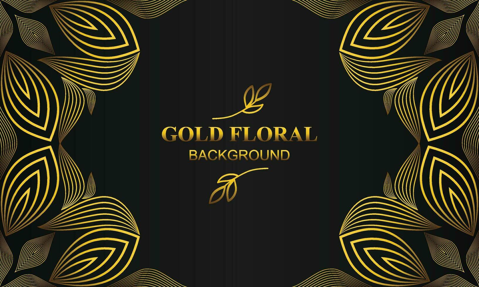 beautiful gold floral background with floral, flower and leaf ornament vector