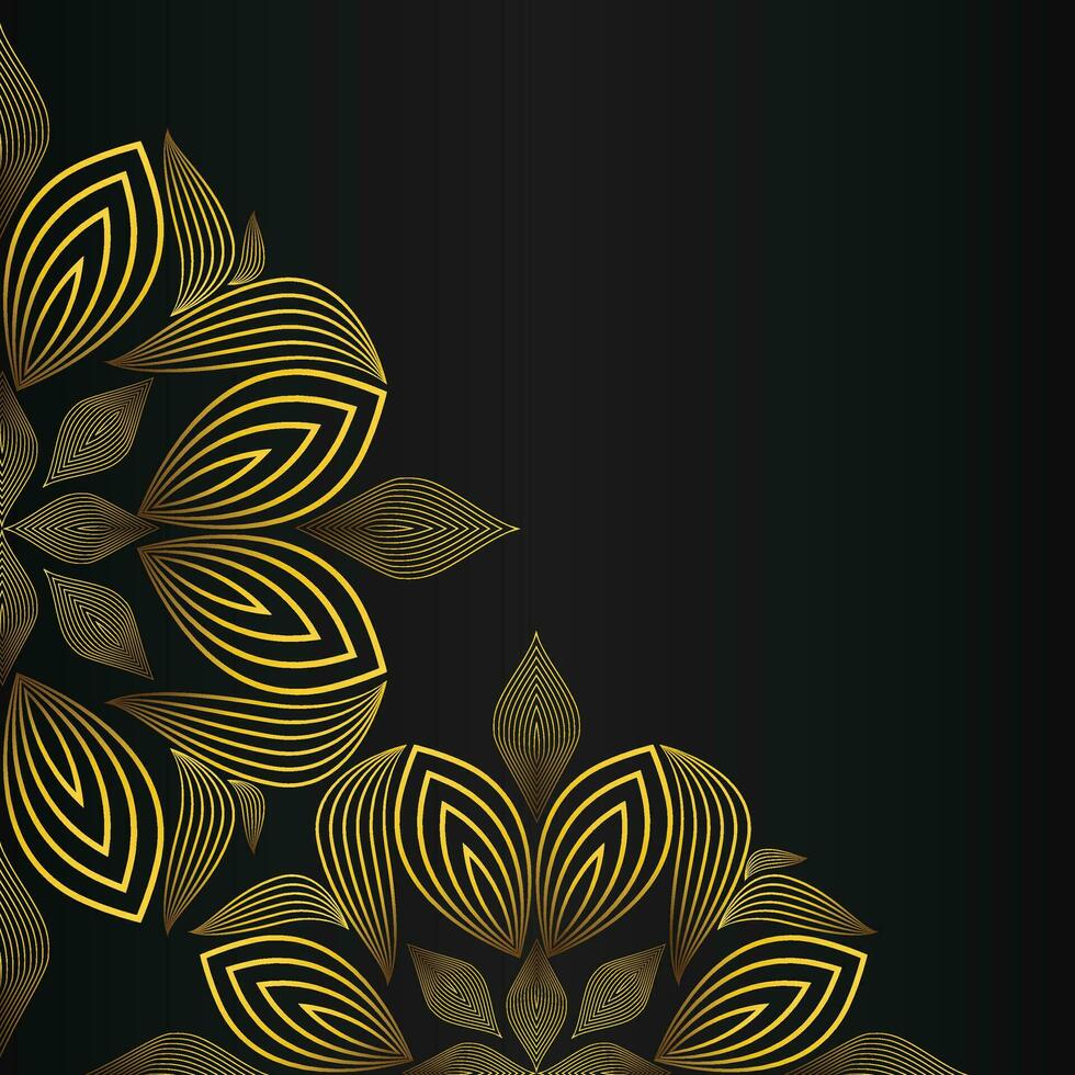 elegant gold floral frame border decoration on black background vector