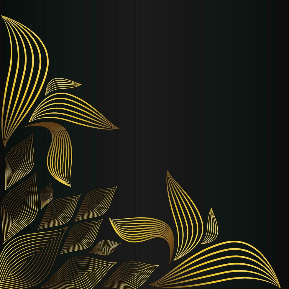 elegante oro floral marco frontera decoración en negro antecedentes vector