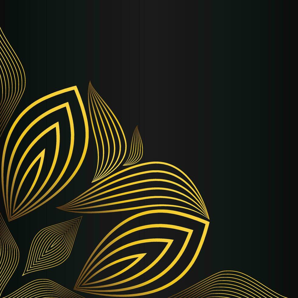 elegant gold floral frame border decoration on black background vector