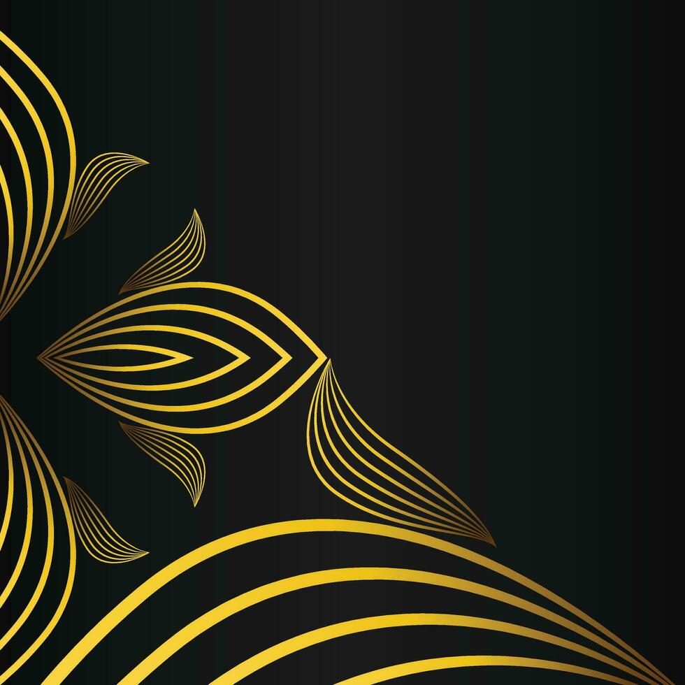 elegante oro floral marco frontera decoración en negro antecedentes vector