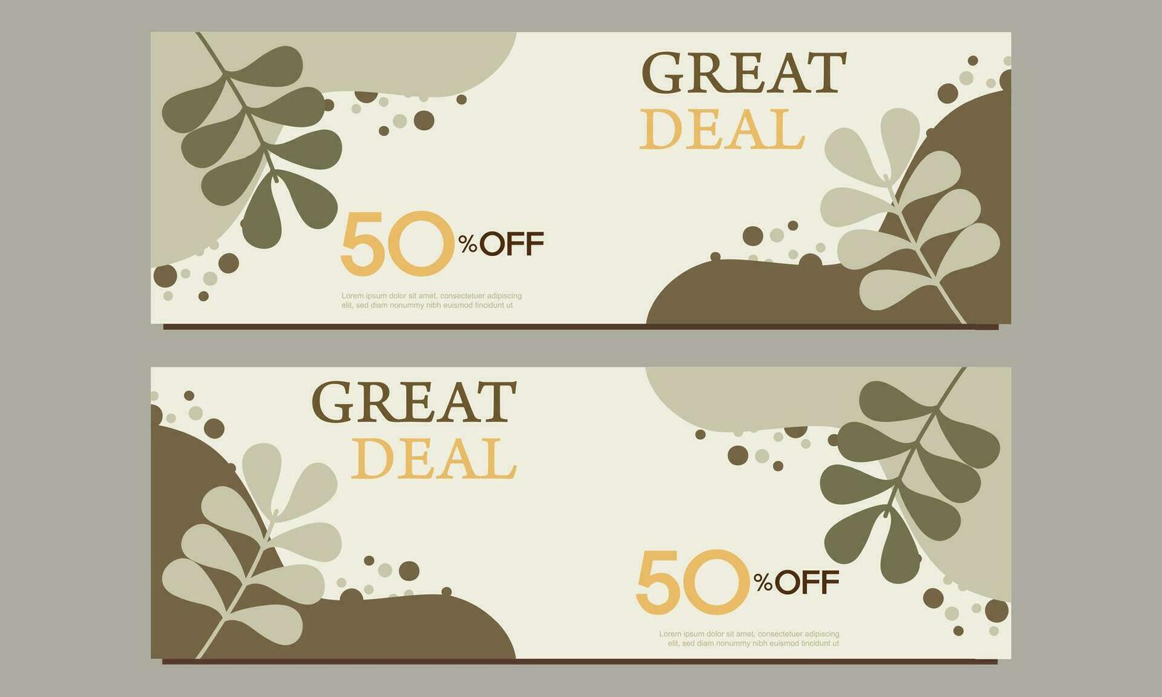 great deal horizontal banner template with floral and flower ornament vector