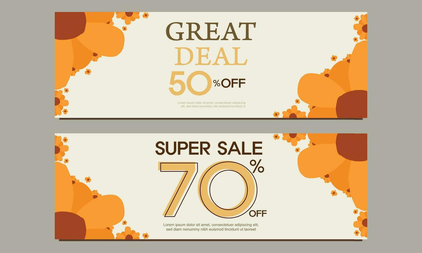 great deal horizontal banner template with floral and flower ornament vector