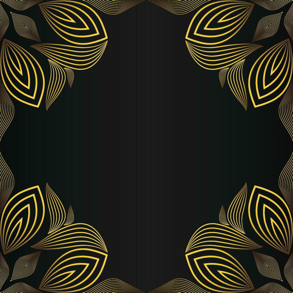 hermosa oro floral marco en negro antecedentes vector