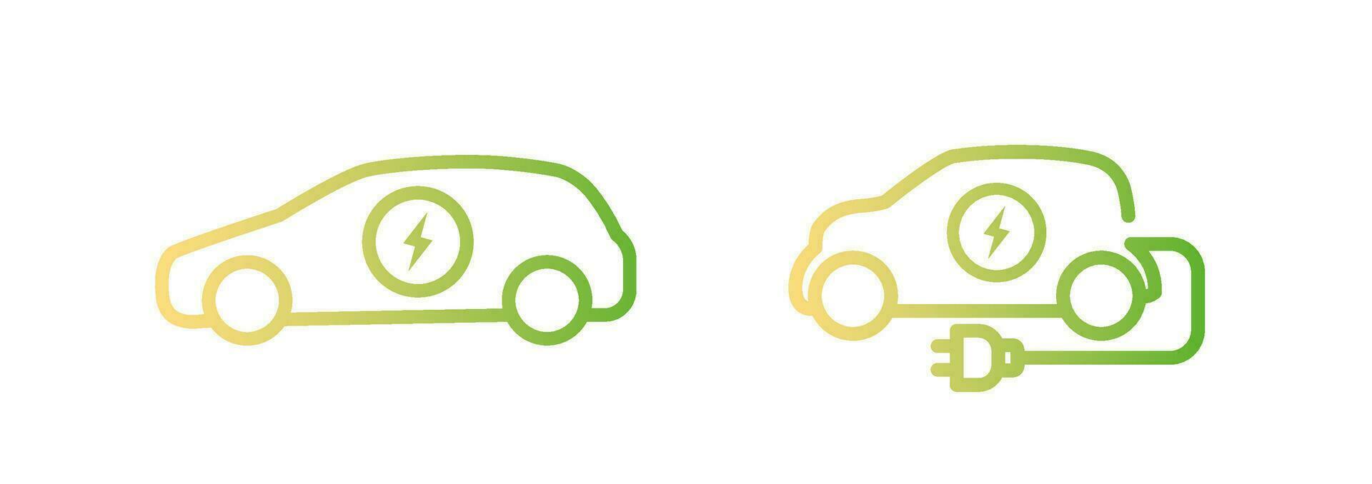 Electric car icon. Hybrid vehicle pictogram. Line electric car vector