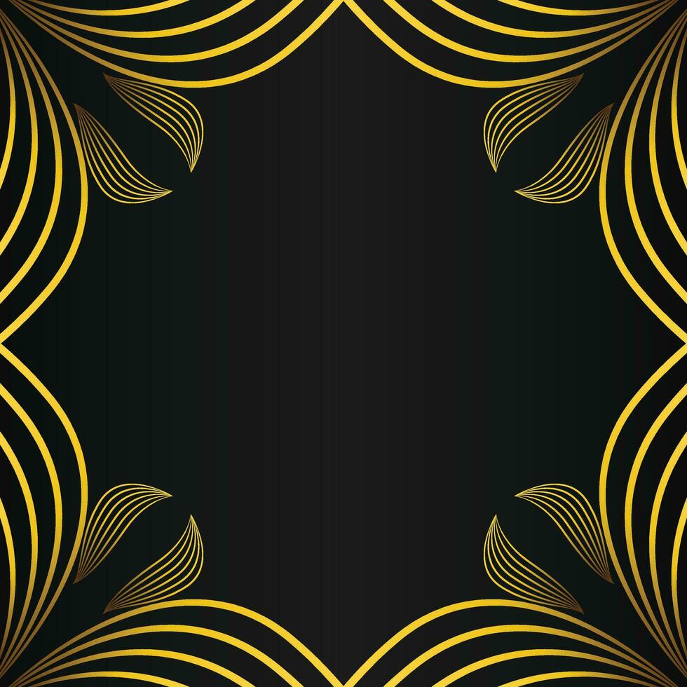 hermosa oro floral marco en negro antecedentes vector