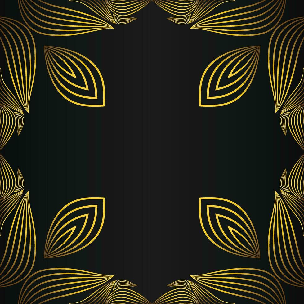 beautiful gold floral frame on black background vector