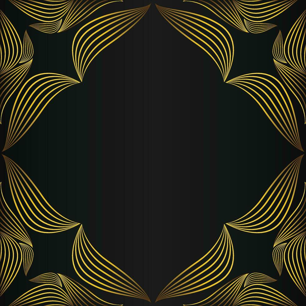 square frame with beautiful gold floral decoration on black background vector