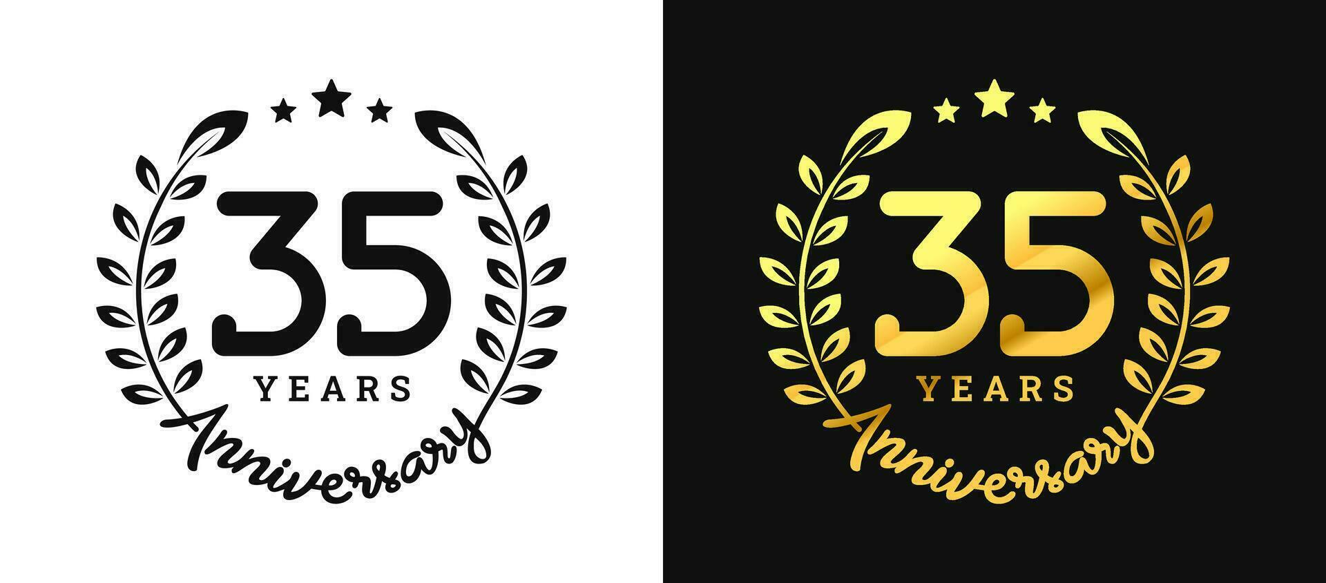 Anniversary 35 gold numbers. Minimalist design template, modern, elegant celebrating anniversary event. label, vector, sign, illustration, banner, symbol, icon, design, sticker, tag, badge, element vector
