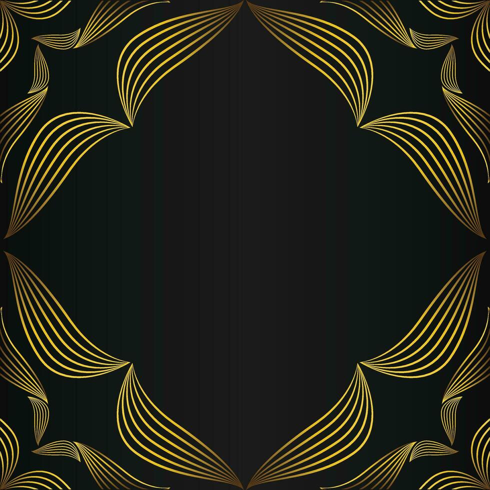 square frame with beautiful gold floral decoration on black background vector