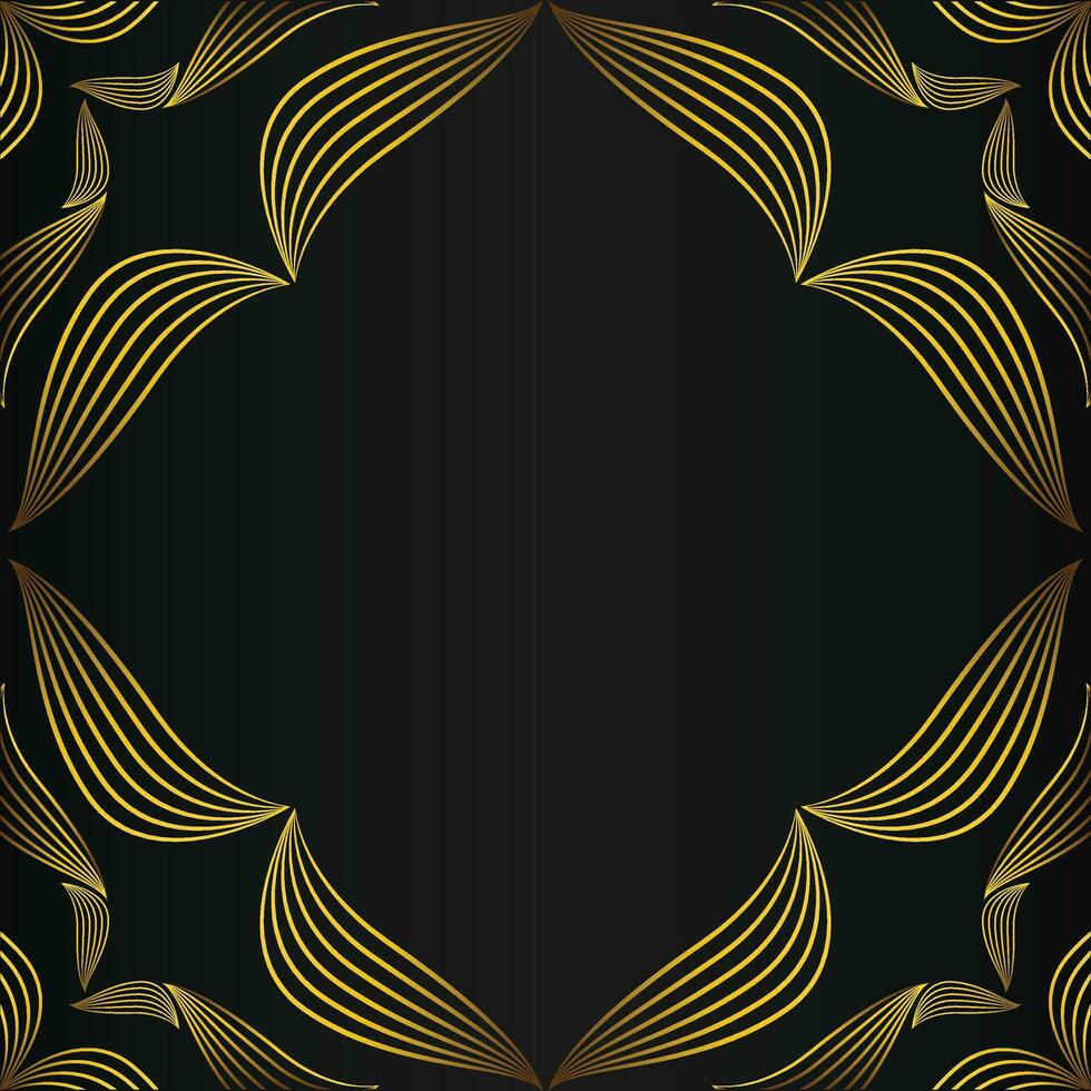 square frame with beautiful gold floral decoration on black background vector