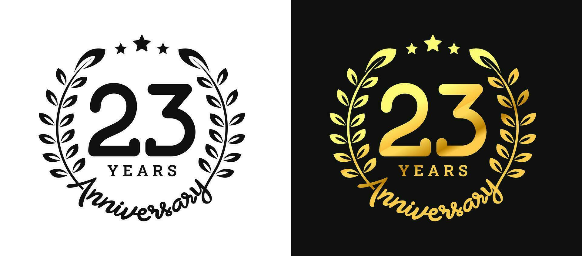 Anniversary 23 gold numbers. Minimalist design template, modern, elegant celebrating anniversary event. label, vector, sign, illustration, banner, symbol, icon, design, sticker, tag, badge, element vector