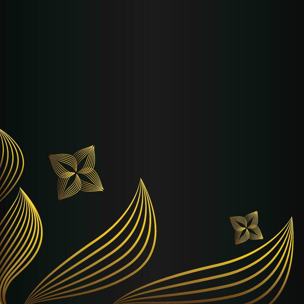 elegante oro floral marco frontera decoración en negro antecedentes vector