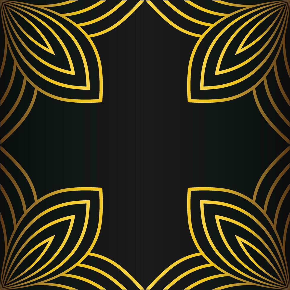 square frame with beautiful gold floral decoration on black background vector