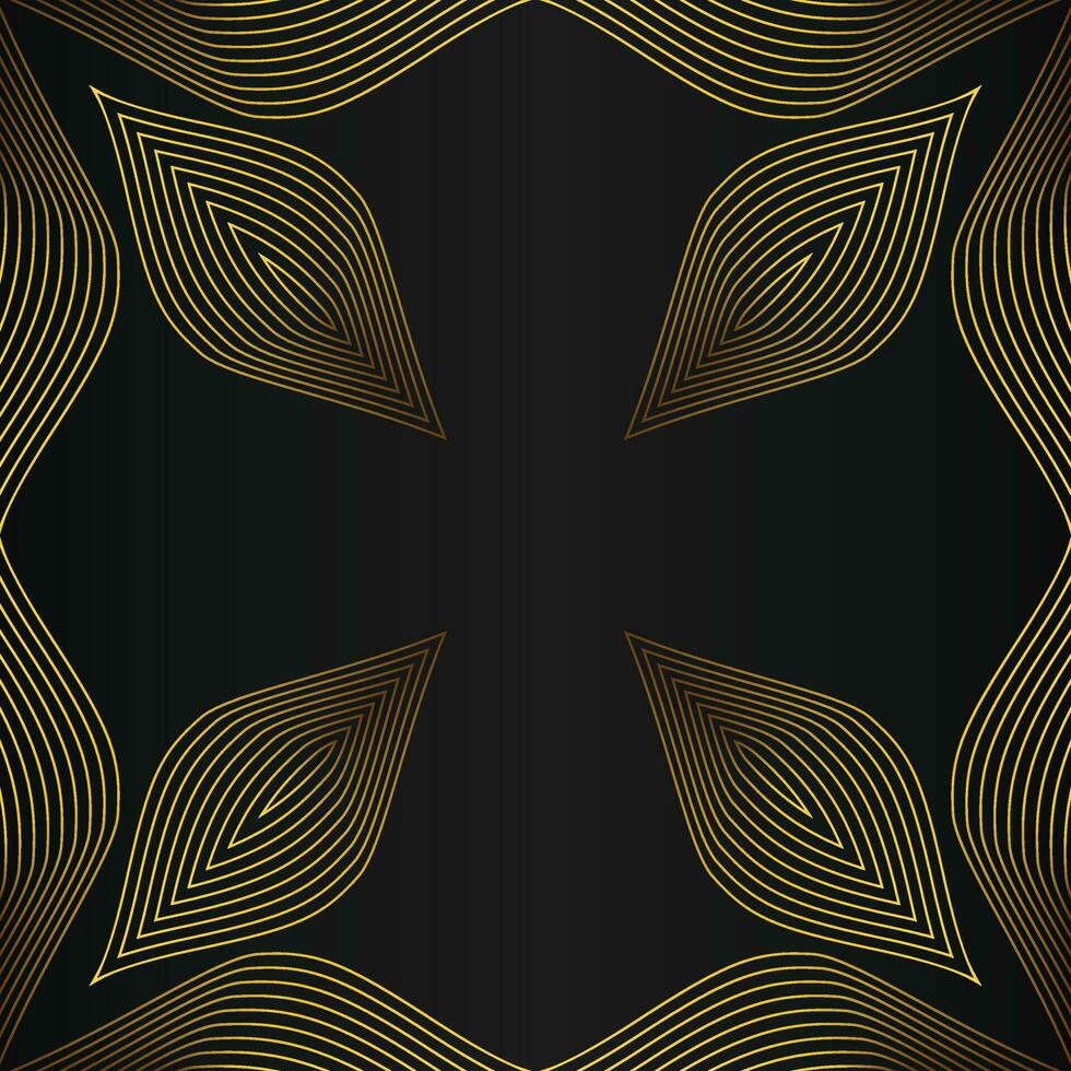 hermosa oro floral marco en negro antecedentes vector