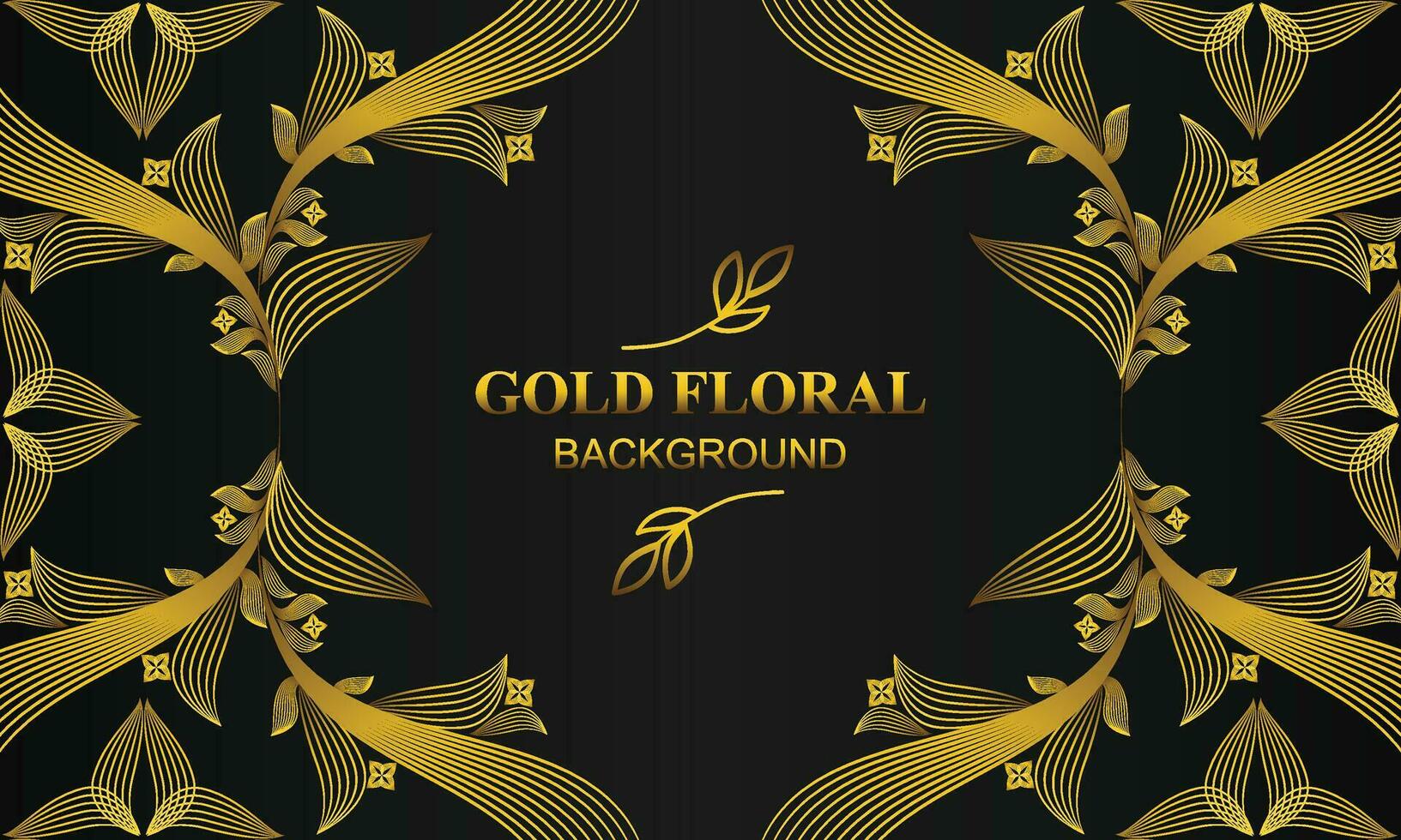 elegant gold floral background with floral and leaf ornament vector