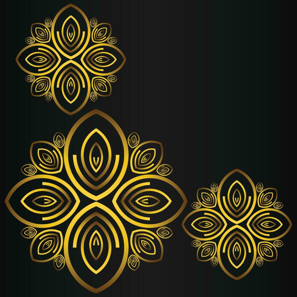 elegante oro floral marco frontera decoración en negro antecedentes vector