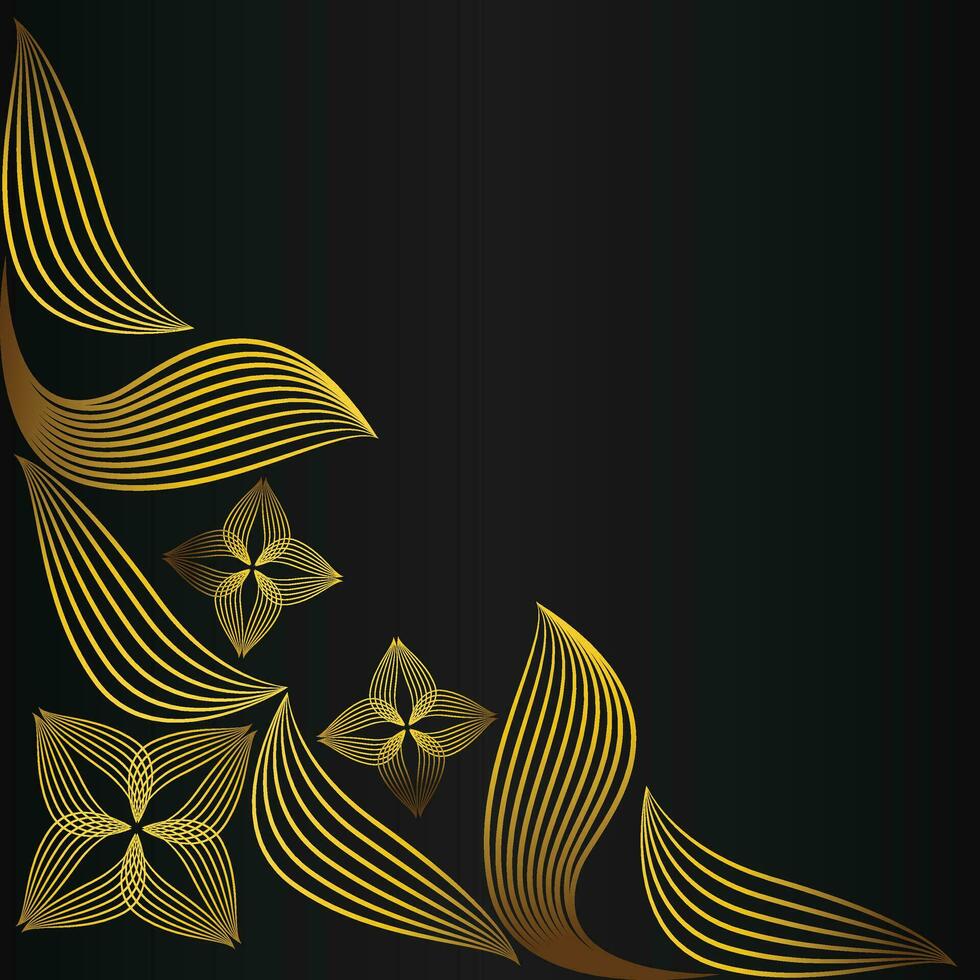 elegante oro floral marco frontera decoración en negro antecedentes vector